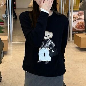 Ralph Lauren Black Sweatshirt with Bear Design